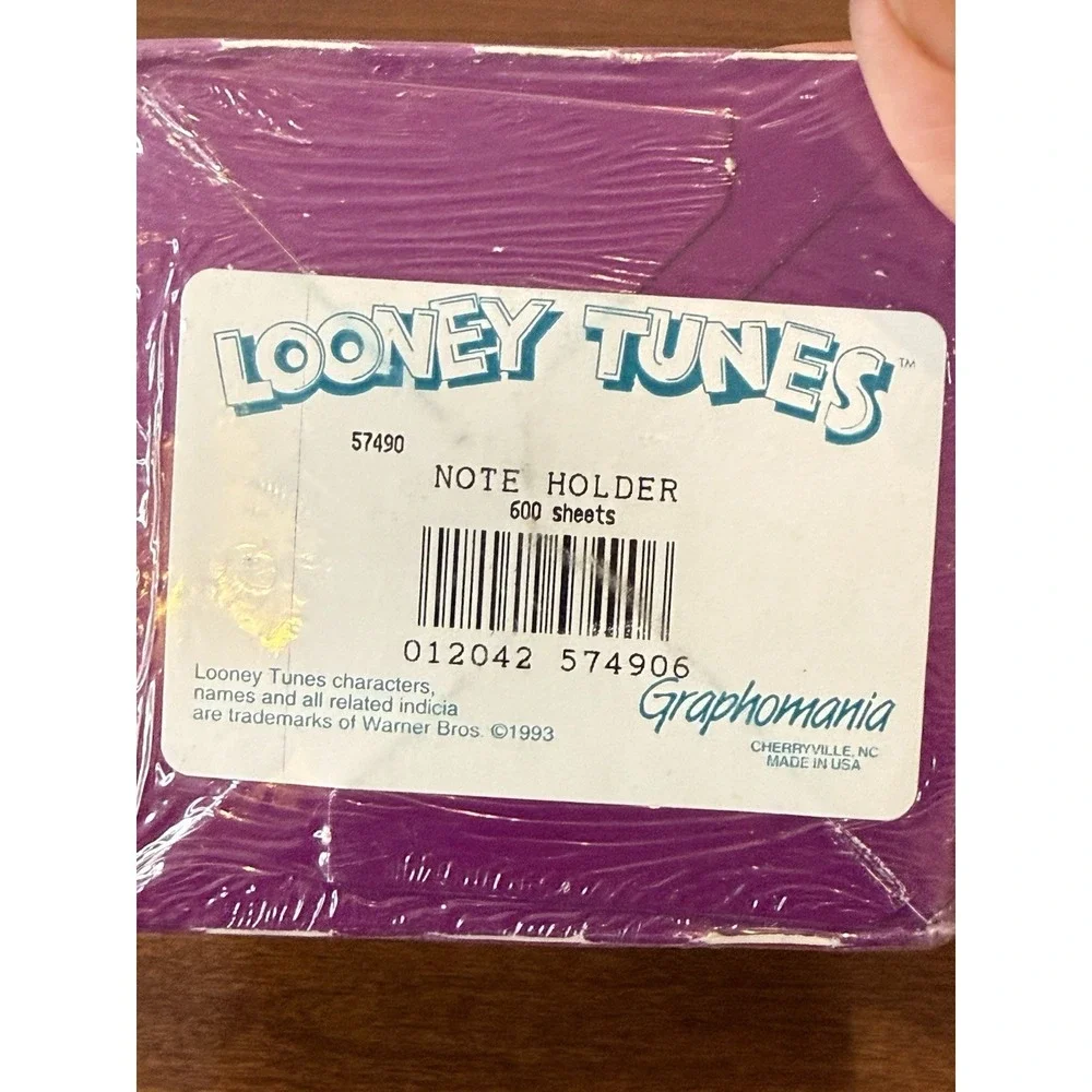 NOS Vintage 1993 Looney Tunes Tweety Bird Skating Happy Post It Notes Holder